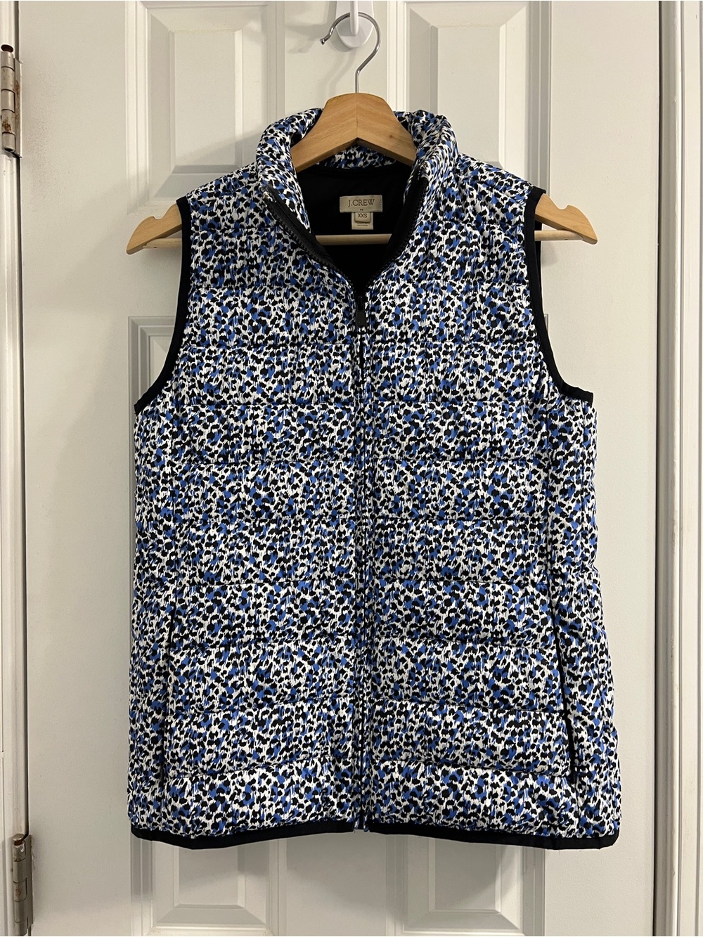 J. Crew Navy Blue, White Quilted Sleeveless Vest- XXS